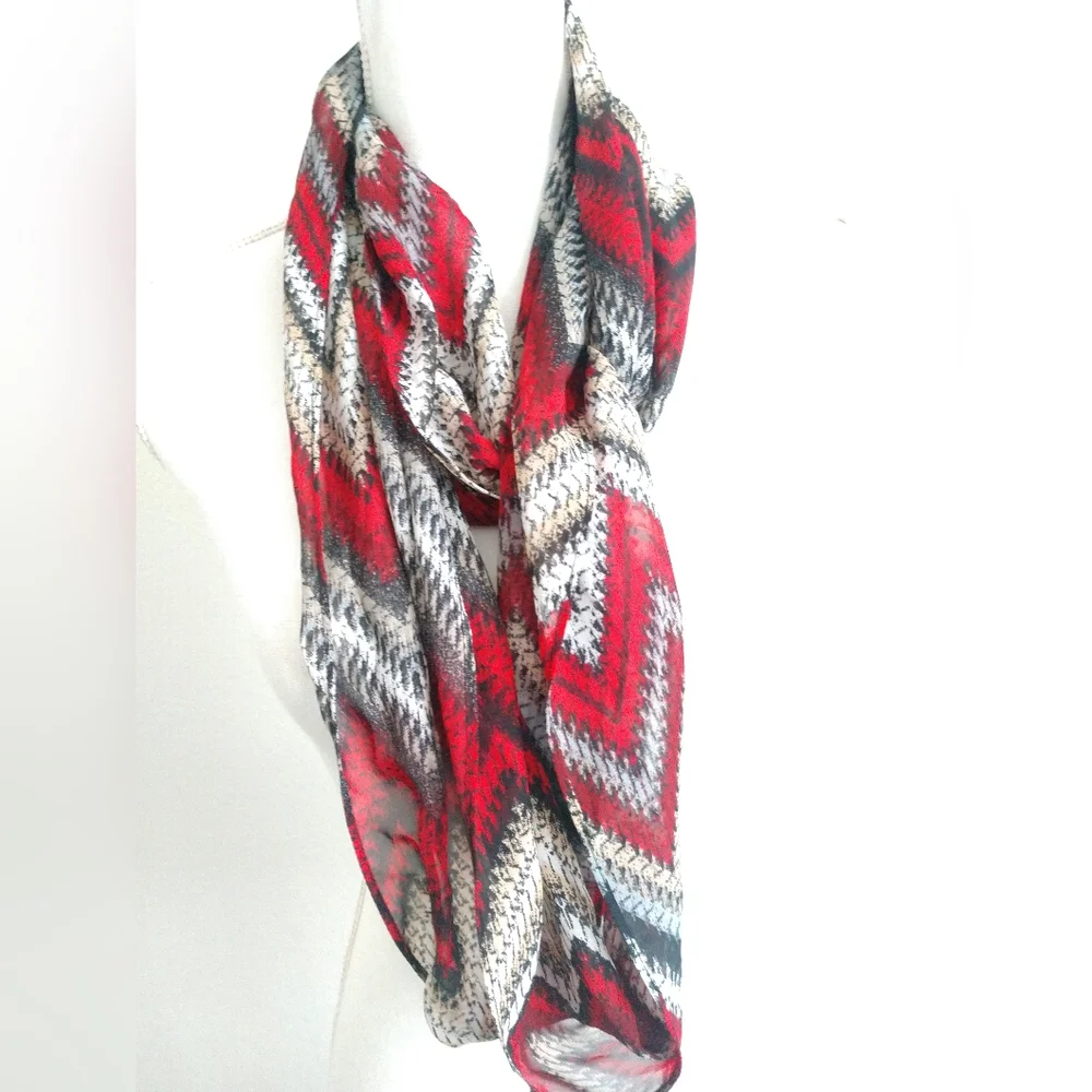 Lightweight Polyester Chiffon Fashion Infinity Scarf Multicolor